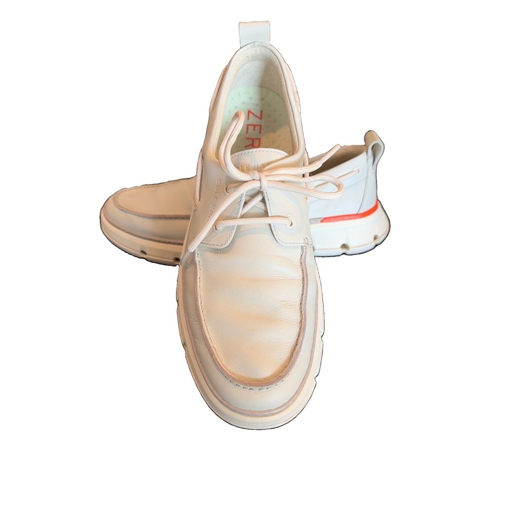 Cole Haan Mens 4.ZEROGRAND Regatta Boat Shoes Cream Size 9.5M (C6)